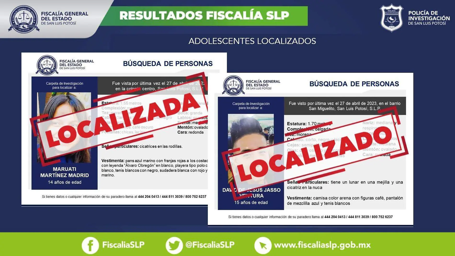 adelescentes fueron localizados